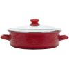 Golden Rabbit Enamelware Saute Pan, 3 quart, Solid White Textured(Solid Red Textured)