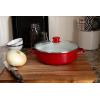 Golden Rabbit Enamelware Saute Pan, 3 quart, Solid White Textured(Solid Red Textured)