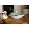 Golden Rabbit Enamelware Saute Pan, 3 quart, Solid White Textured(Solid White Textured)