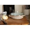 Golden Rabbit Enamelware Saute Pan, 3 quart, Solid White Textured(Taupe Swirl)