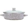 Golden Rabbit Enamelware Saute Pan, 3 quart, Solid White Textured(Taupe Swirl)