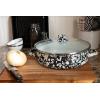 Golden Rabbit Enamelware Saute Pan, 5 quart, Solid White Textured(Black Swirl)