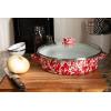 Golden Rabbit Enamelware Saute Pan, 5 quart, Solid White Textured(Red Swirl)