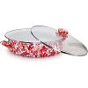 Golden Rabbit Enamelware Saute Pan, 5 quart, Solid White Textured(Red Swirl)