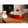 Golden Rabbit Enamelware Saute Pan, 5 quart, Solid White Textured(Solid Red Textured)