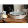Golden Rabbit Enamelware Saute Pan, 5 quart, Solid White Textured(Taupe Swirl)