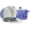 Golden Rabbit Enamelware Soup or Stock Pot, 18 quart, Solid White Textured(Cobalt Swirl)