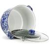 Golden Rabbit Enamelware Soup or Stock Pot, 18 quart, Solid White Textured(Cobalt Swirl)