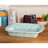 Golden Rabbit Enamelware Square Brownie Pan, 9 inch, Solid White Textured(Sea Glass)