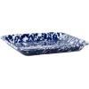 Golden Rabbit Enamelware Square Plates, 10.5 inch, Solid White Textured, Set of 2(Cobalt Swirl)