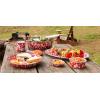 Golden Rabbit Enamelware Square Plates, 10.5 inch, Solid White Textured, Set of 2(Red Swirl)