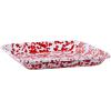 Golden Rabbit Enamelware Square Plates, 10.5 inch, Solid White Textured, Set of 2(Red Swirl)