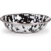 Golden Rabbit Enamelware Tasting Dish Bowls, 4 ounce, Solid White Textured, Set of 6(Black Swirl)