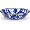 Golden Rabbit Enamelware Tasting Dish Bowls, 4 ounce, Solid White Textured, Set of 6(Cobalt Swirl)