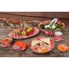 Golden Rabbit Enamelware Tasting Dish Bowls, 4 ounce, Solid White Textured, Set of 6(Red Swirl)