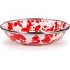 Golden Rabbit Enamelware Tasting Dish Bowls, 4 ounce, Solid White Textured, Set of 6(Red Swirl)