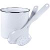 Golden Rabbit Enamelware Utensil Holder, Solid White Textured(Solid White Textured)