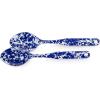 Golden Rabbit Enamelware 2-piece Spoon Set, Slotted and Regular, Solid White Textured(Cobalt Swirl)