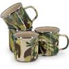 Golden Rabbit Enamelware Coffee or Tea Mugs, 12 ounce, Solid White Textured, Set of 4(Camouflage)