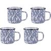 Golden Rabbit Enamelware Coffee or Tea Mugs, 12 ounce, Solid White Textured, Set of 4(Grey Swirl)