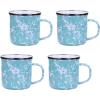 Golden Rabbit Enamelware Coffee or Tea Mugs, 12 ounce, Solid White Textured, Set of 4(Sea Glass)