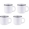 Golden Rabbit Enamelware Coffee or Tea Mugs, 12 ounce, Solid White Textured, Set of 4(Solid White Textured)
