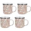 Golden Rabbit Enamelware Coffee or Tea Mugs, 12 ounce, Solid White Textured, Set of 4(Taupe Swirl)