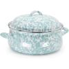 Golden Rabbit Enamelware Dutch Oven, 4 quart, Solid White Textured(Sea Glass)