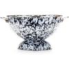 Golden Rabbit Enamelware Large Colander, 5 quart, Solid White Textured(Black Swirl)