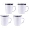 Golden Rabbit Enamelware Latte Coffee or Tea Mugs, 16 ounce, Solid White Textured, Set of 4(Solid White Textured)