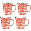 Golden Rabbit Enamelware Latte Coffee or Tea Mugs, 16 ounce, Solid White Textured, Set of 4(Sunset)