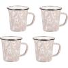 Golden Rabbit Enamelware Latte Coffee or Tea Mugs, 16 ounce, Solid White Textured, Set of 4(Taupe Swirl)