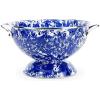 Golden Rabbit Enamelware Medium Colander, 3 quart, Solid White Textured(Cobalt Swirl)