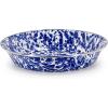 Golden Rabbit Enamelware Pie Pan Plate, 10 inch, Solid White Textured(Cobalt Swirl)