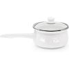 Golden Rabbit Enamelware Sauce Pan with Handle, 5 cup, Solid White Textured(Solid White Textured)