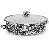 Golden Rabbit Enamelware Saute Pan, 5 quart, Solid White Textured(Black Swirl)