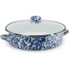 Golden Rabbit Enamelware Saute Pan, 5 quart, Solid White Textured(Ocean)