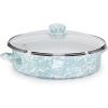Golden Rabbit Enamelware Saute Pan, 5 quart, Solid White Textured(Sea Glass)