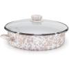Golden Rabbit Enamelware Saute Pan, 5 quart, Solid White Textured(Taupe Swirl)