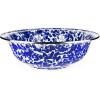 Golden Rabbit Enamelware Serving Basin, 4 quart, Solid White Textured(Cobalt Swirl)