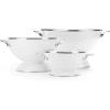 Golden Rabbit Enamelware Set of 3 Colanders: 1qt, 3qt and 5qt, Solid White Textured