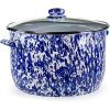 Golden Rabbit Enamelware Soup or Stock Pot, 18 quart, Solid White Textured(Cobalt Swirl)