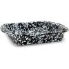 Golden Rabbit Enamelware Square Brownie Pan, 9 inch, Solid White Textured(Black Swirl)