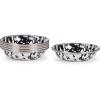 Golden Rabbit Enamelware Tasting Dish Bowls, 4 ounce, Solid White Textured, Set of 6(Black Swirl)