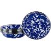 Golden Rabbit Enamelware Tasting Dish Bowls, 4 ounce, Solid White Textured, Set of 6(Cobalt Swirl)