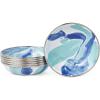 Golden Rabbit Enamelware Tasting Dish Bowls, 4 ounce, Solid White Textured, Set of 6(Lagoon)