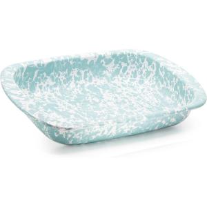 Golden Rabbit Enamelware Baking Pan, 3 quart, Solid White Textured(Sea Glass)