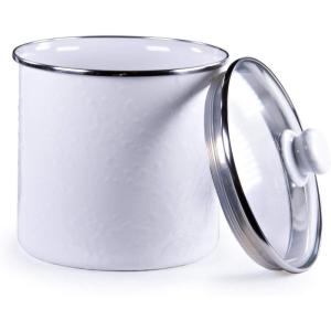 Golden Rabbit Enamelware Canister, 8 cup, Solid White Textured(Solid White Textured)