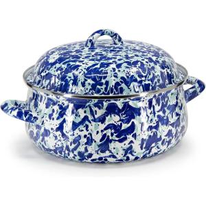 Golden Rabbit Enamelware Dutch Oven, 4 quart, Solid White Textured(Ocean)