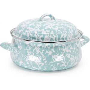 Golden Rabbit Enamelware Dutch Oven, 4 quart, Solid White Textured(Sea Glass)